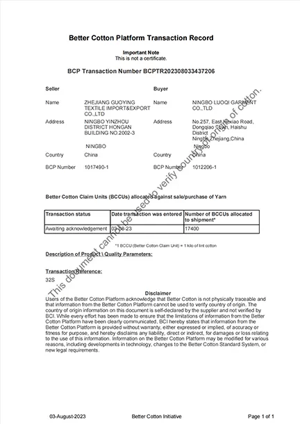 better contton platform transaction record