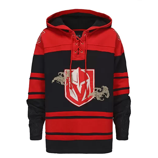 Men's Lace-up Embroidered Fleece Hoodie for Fans