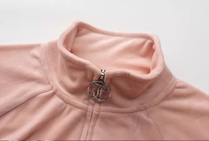 Details Images of Women's Rhinestones Beaded Velour Hoodie